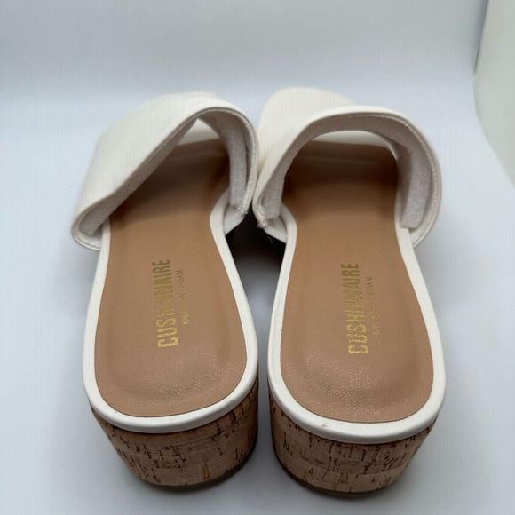 CUSHIONAIRE Women's Nano cork wedge sandal +Memory Foam 9.5 WIDE IVORY - Picture 4 of 7